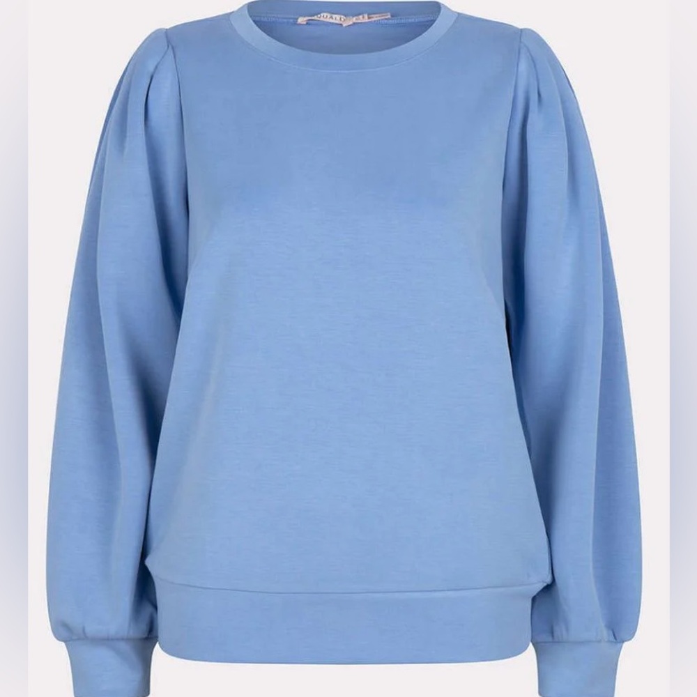 Esqualo Rhea Puff Sleeve Casual Light Blue Women's Pullover Sweatshirt Size M